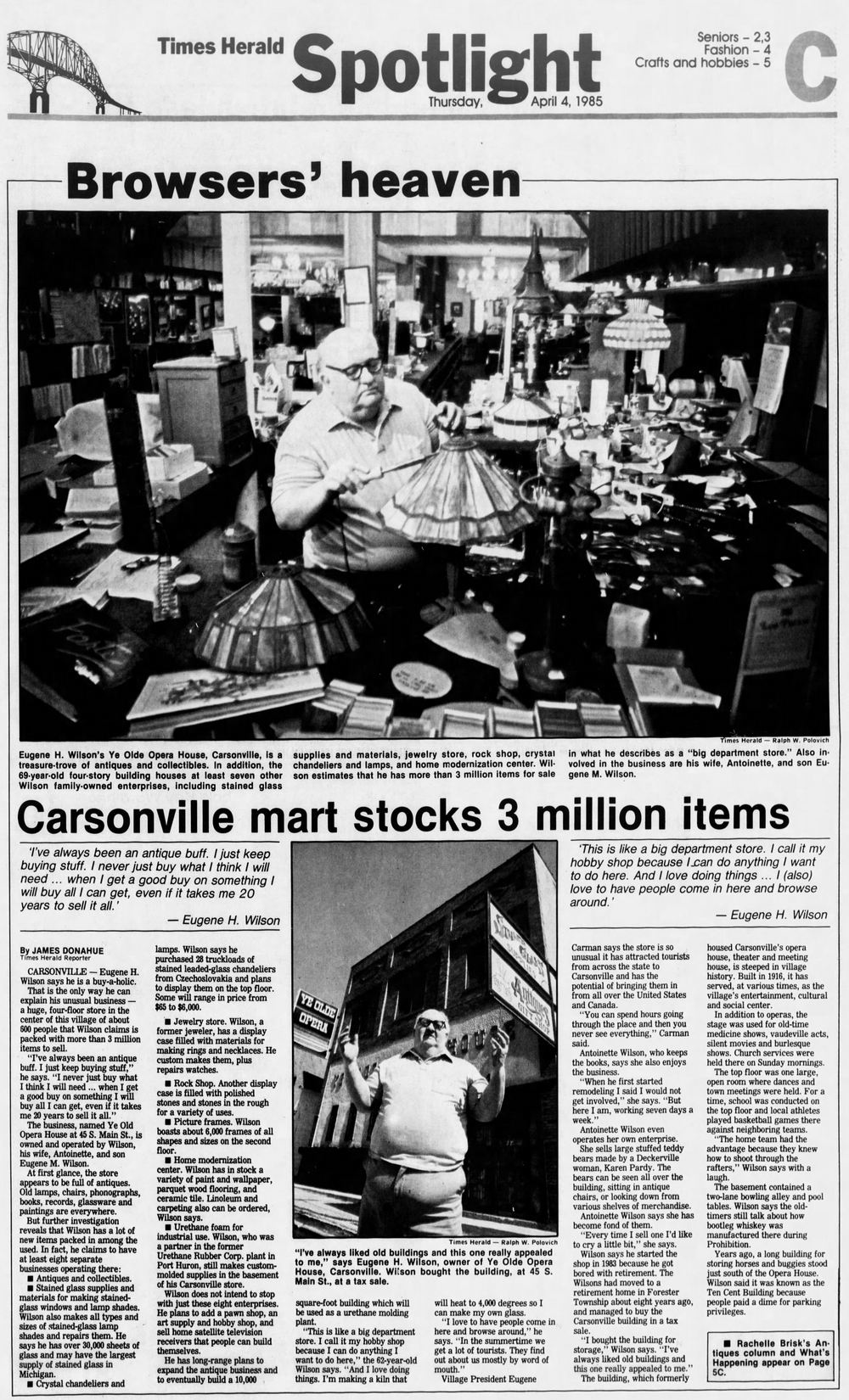 Carsonville Opera House - April 1985 Article